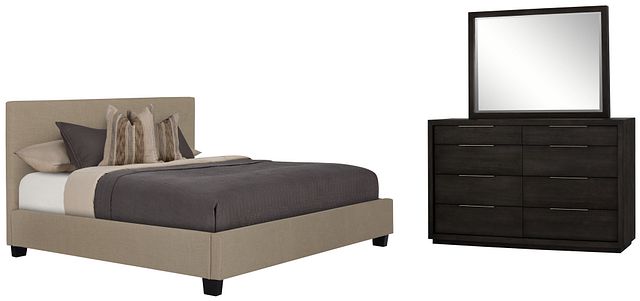 Madden Taupe Uph Platform Bedroom