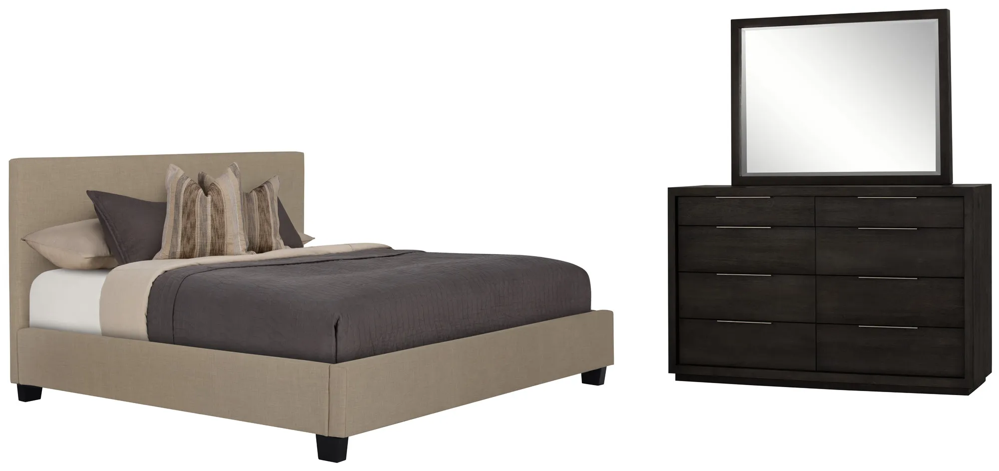 Madden Taupe Uph Platform Bedroom