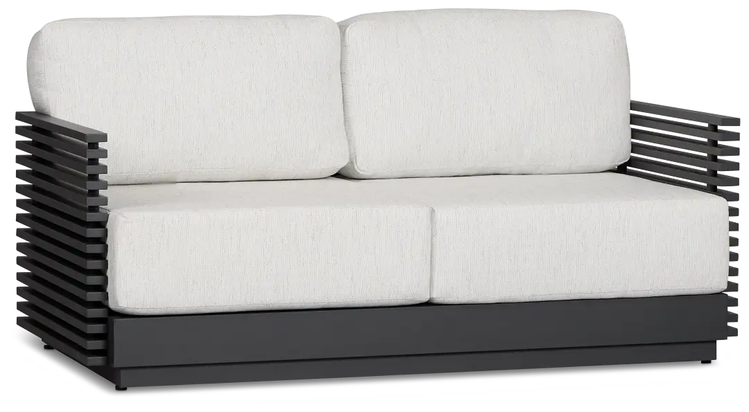 Monterey Black Aluminum Loveseat With Light Gray Cushions Monterey Black Aluminum Loveseat With Light Gray Cushions