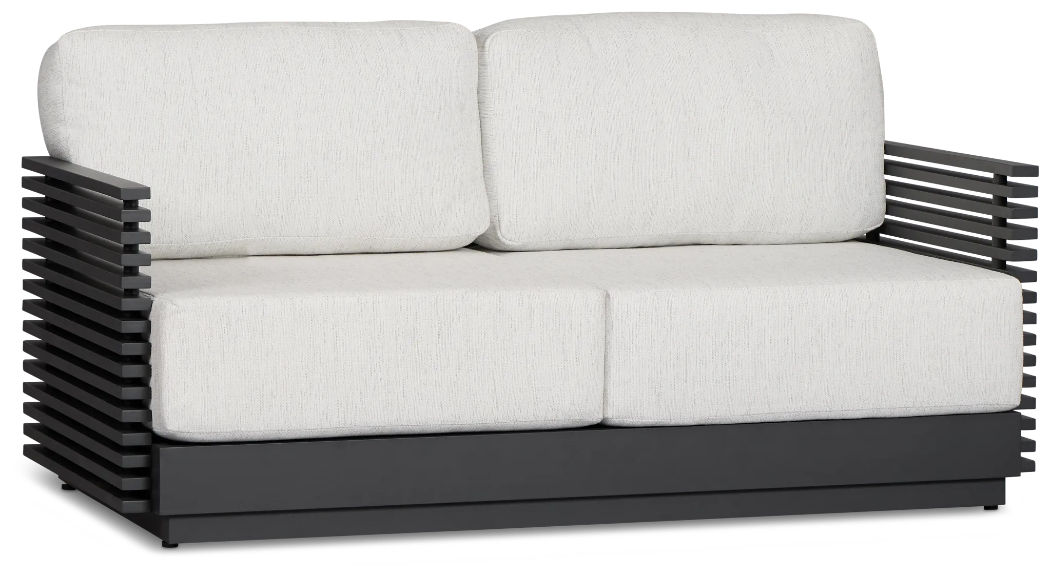 Monterey Black Aluminum Loveseat With Light Gray Cushions