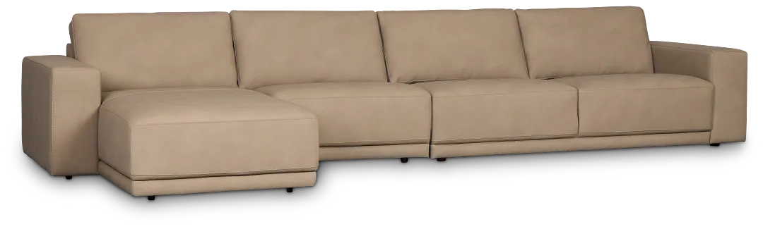 Kellan Taupe Leather Small Left Chaise Sectional