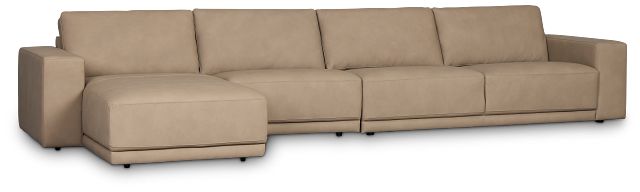 Kellan Taupe Leather Small Left Chaise Sectional