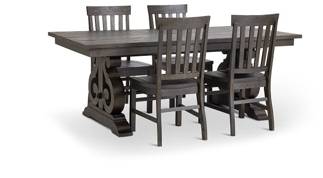 Sonoma Dark Tone Trestle Table & 4 Wood Chairs
