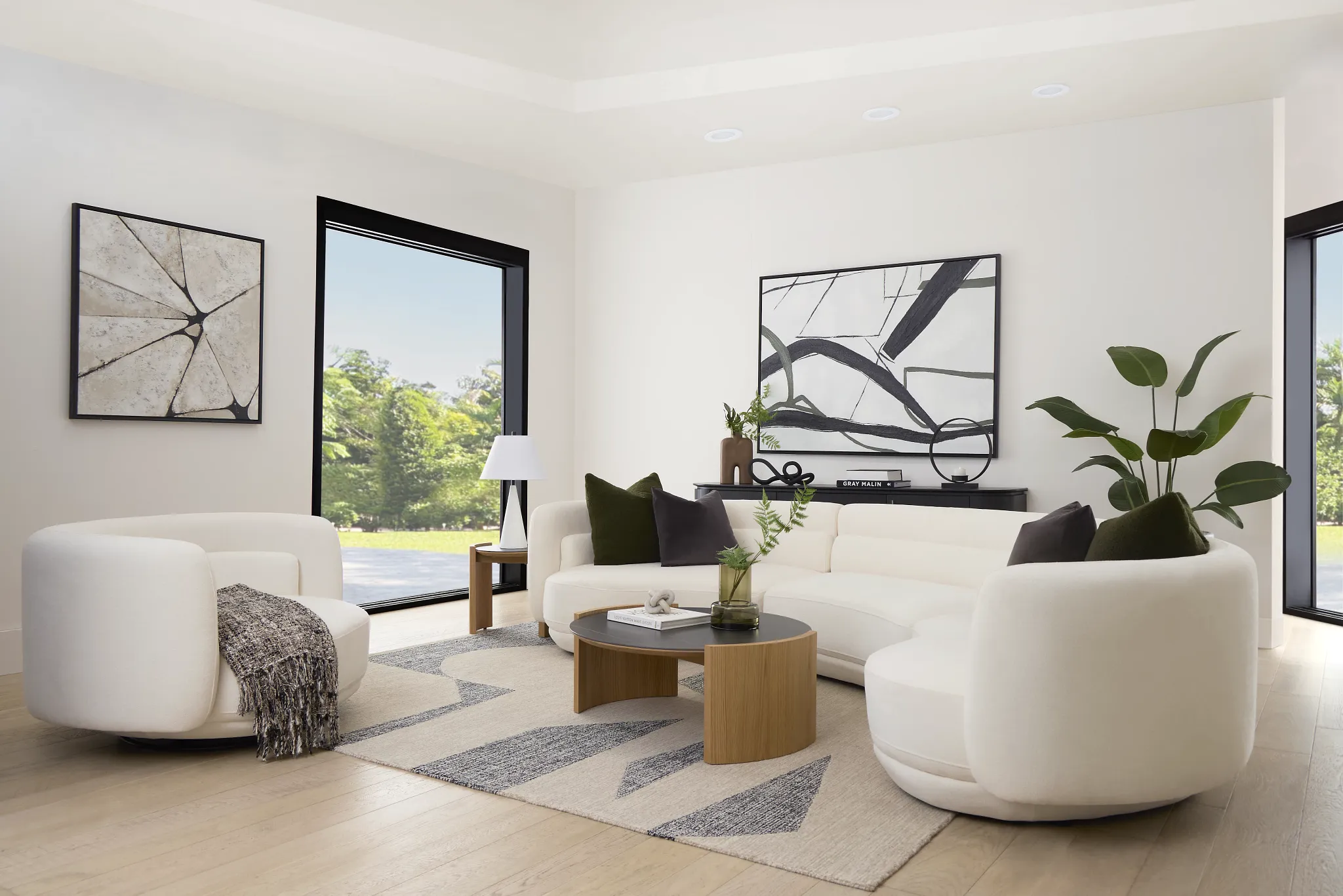 Presley White Fabric 3-piece Modular Sectional