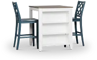 Edgartown Two-tone Storage High Table & 2 Navy Wood Barstools