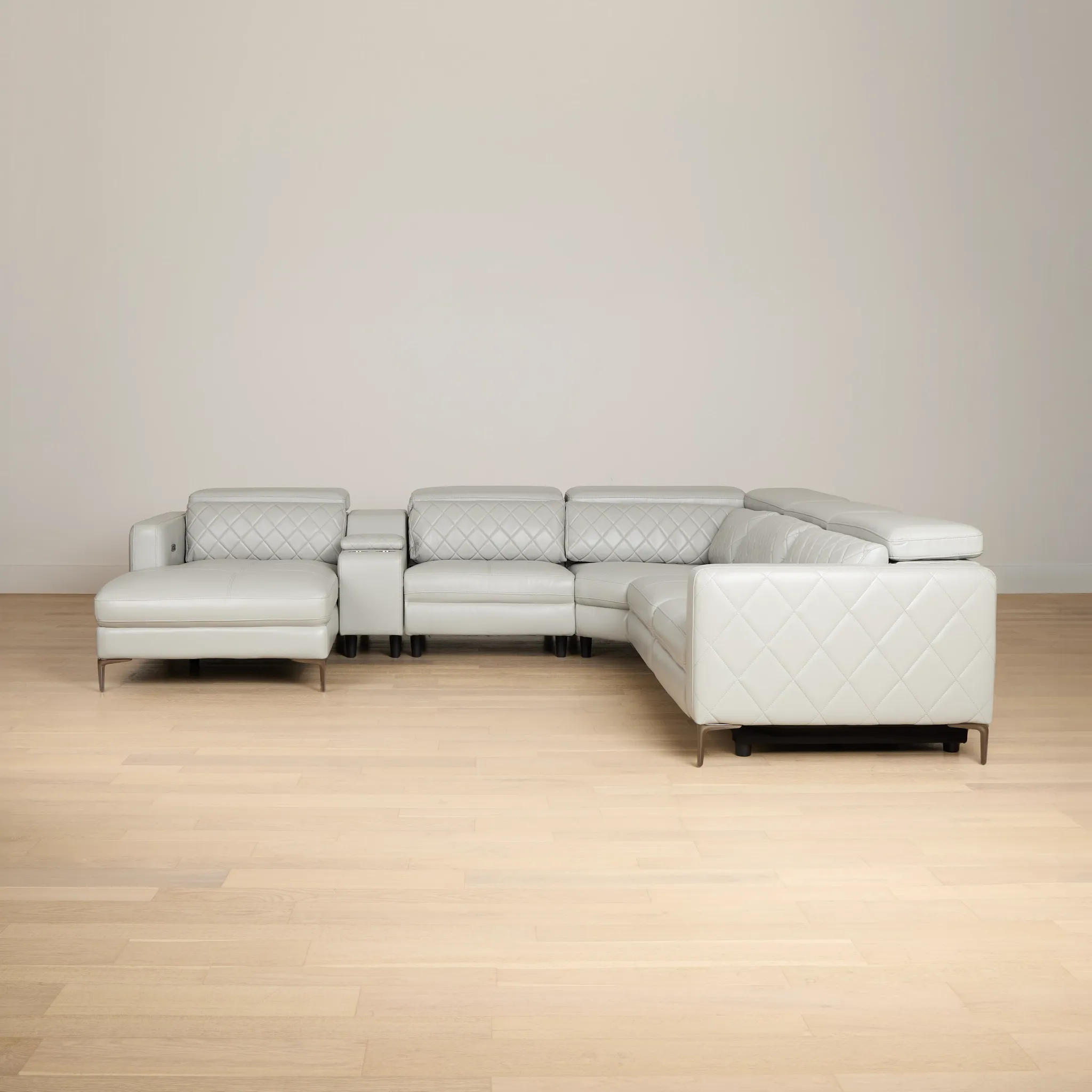 Ava Light Gray Micro Large Dual Power Left Chaise Sectional