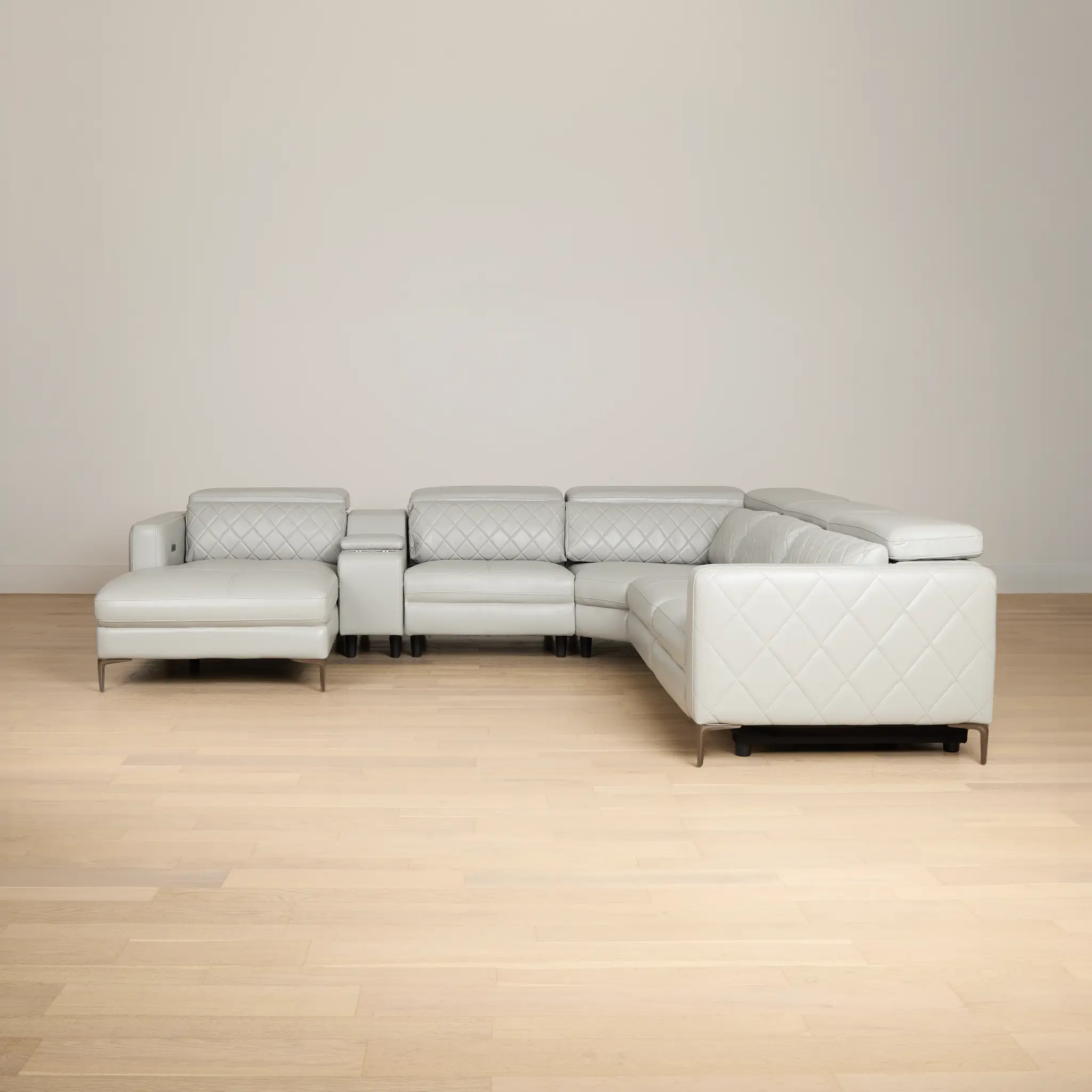 Ava Light Gray Micro Large Dual Power Left Chaise Sectional Ava Light Gray Micro Large Dual Power Left Chaise Sectional