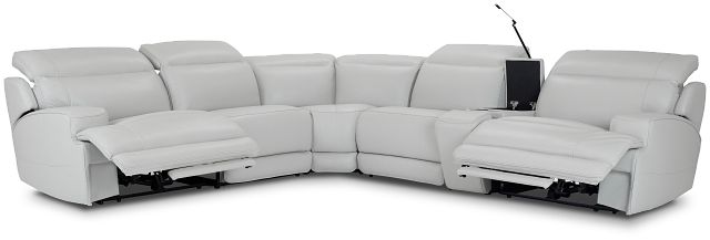 Reign Gray Lthr/vinyl Medium Dual Power 2-arm Reclining Sectional