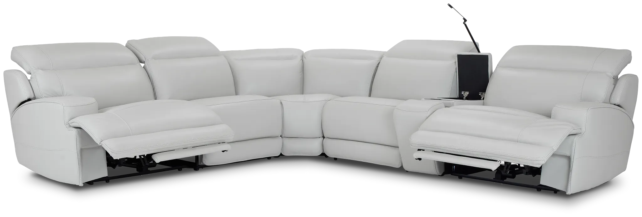 Reign Gray Lthr/vinyl Medium Dual Power 2-arm Reclining Sectional