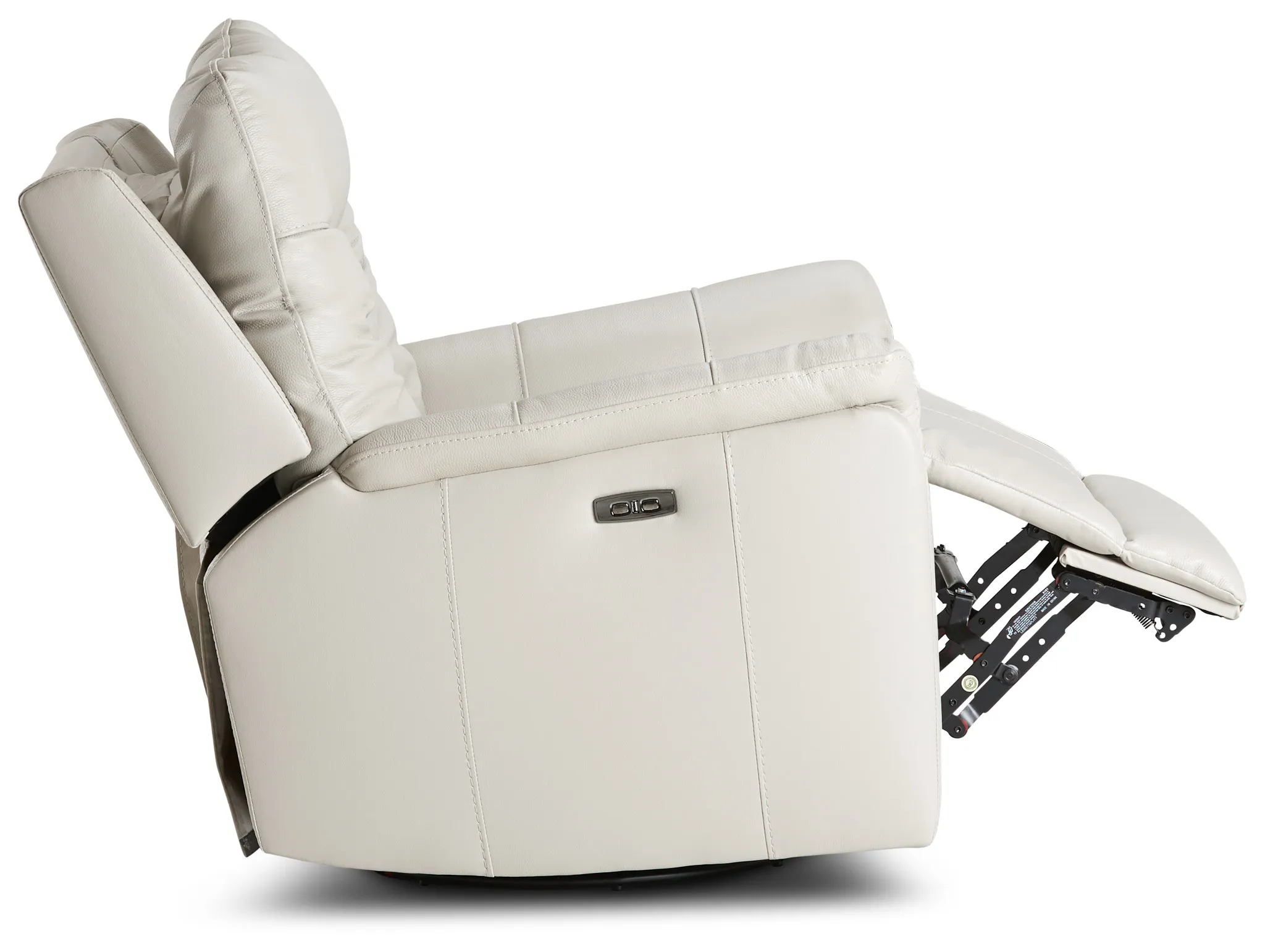 Owen Light Gray Leather Power Glider Recliner With Power Headrest