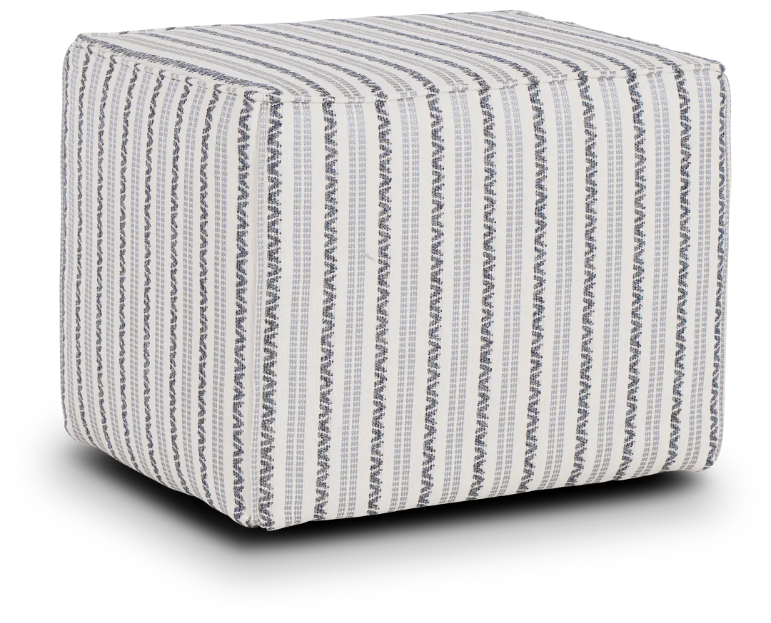 Budreau Blue Fabric Accent Pouf
