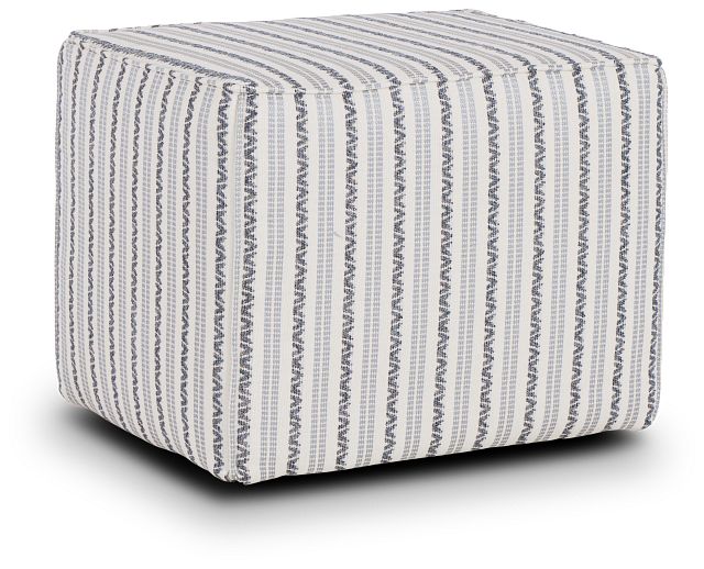 Budreau Blue Fabric Accent Pouf