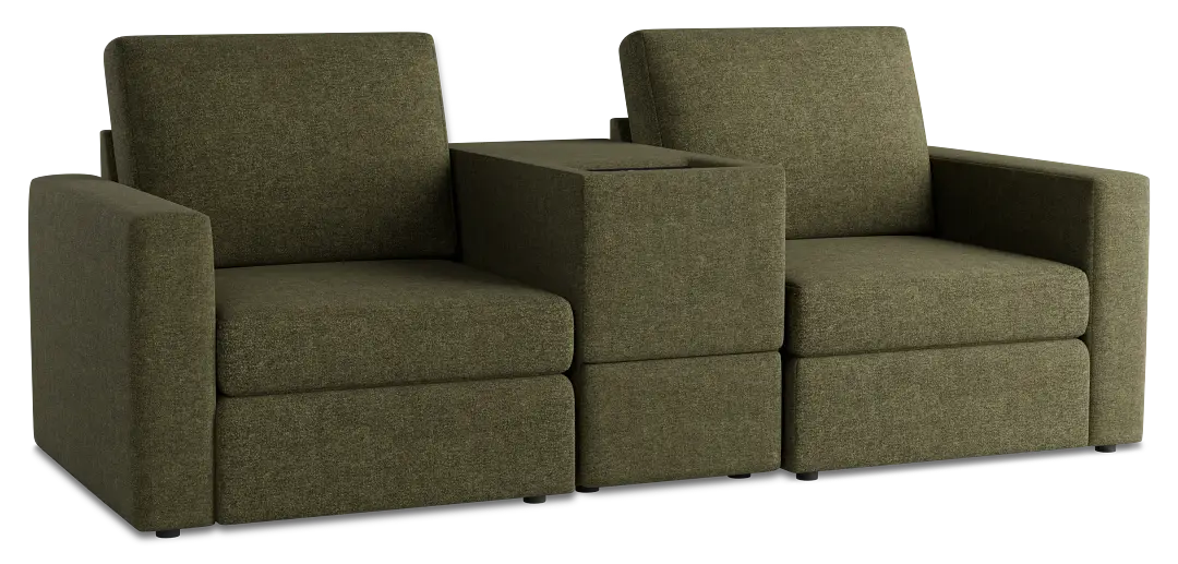 Citymod Green Fabric 3-piece Modular Sofa With Storage Console Citymod Green Fabric 3-piece Modular Sofa With Storage Console