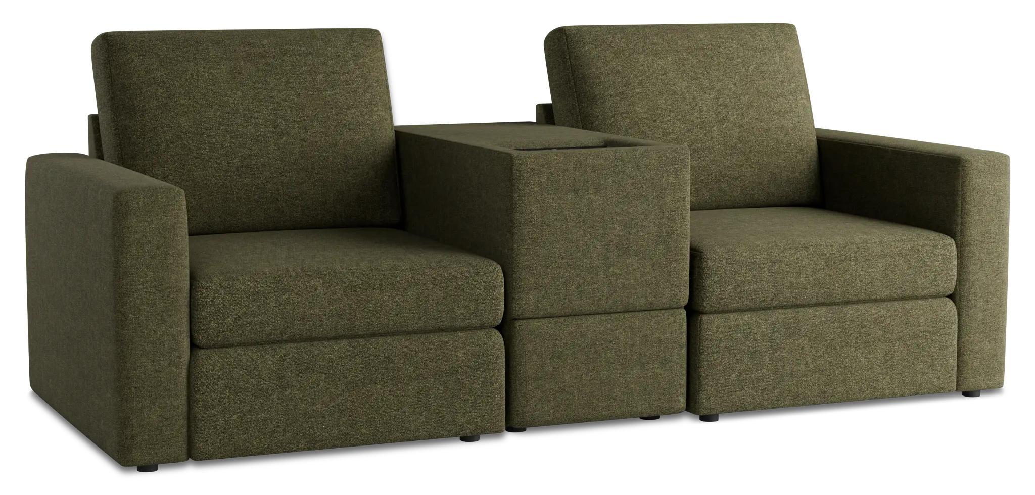 Citymod Green Fabric 3-piece Modular Sofa With Storage Console Citymod Green Fabric 3-piece Modular Sofa With Storage Console