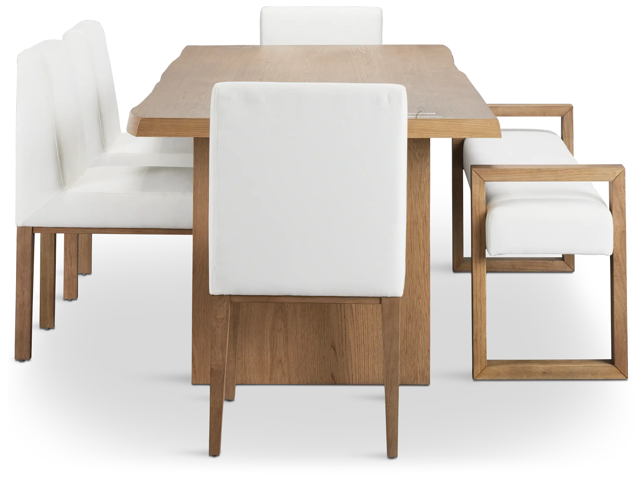 Haven Light Tone Wood Rectangular Table With 4 Side Chairs & Bench Haven Light Tone Wood Rectangular Table With 4 Side Chairs & Bench