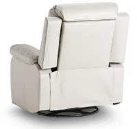 Mason Light Gray Leather Power Glider Recliner With Power Headrest