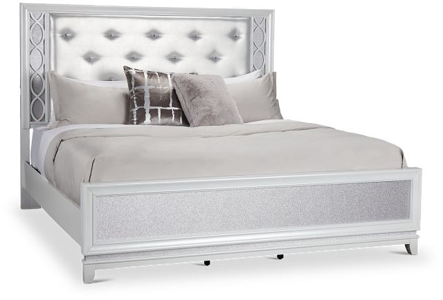 Valentina White Uph Panel Bed