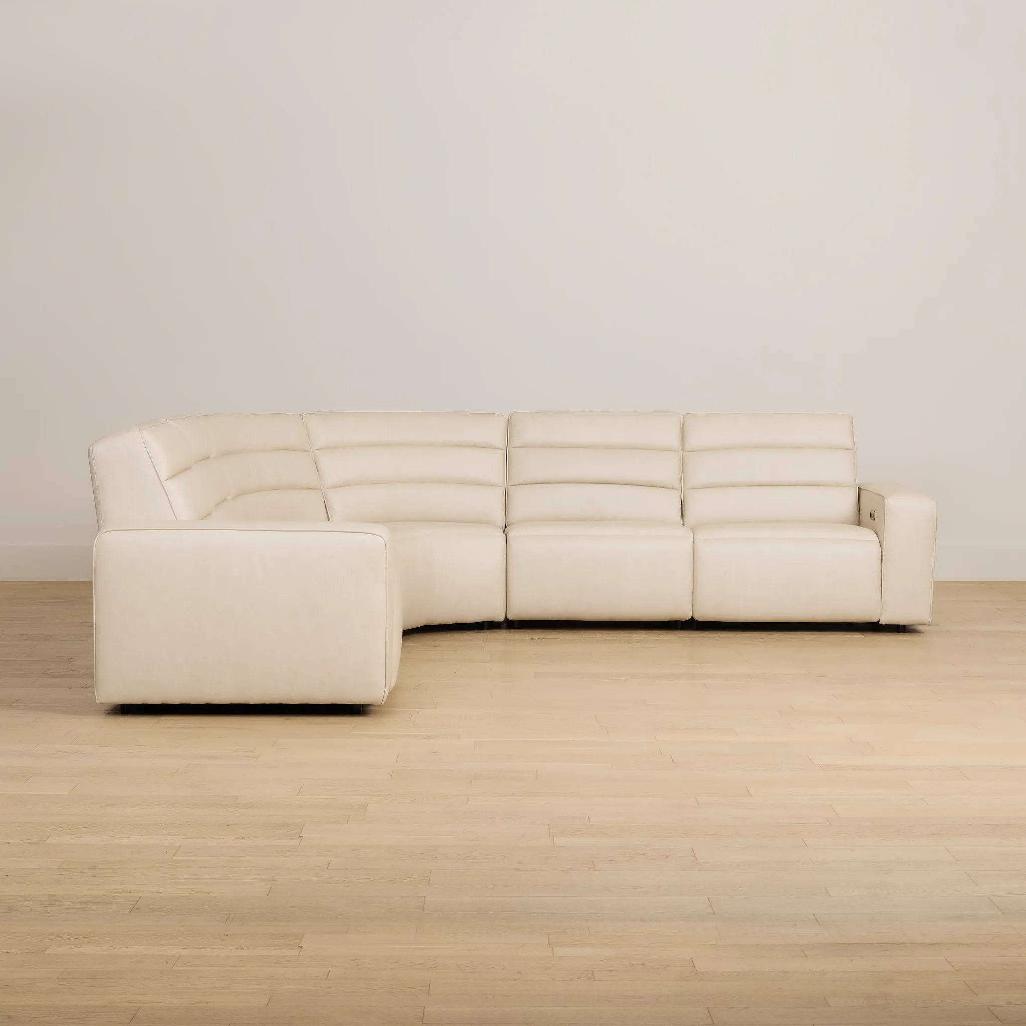 Sawyer Ivory Micro Small Triple Power Reclining Two-arm Sectional