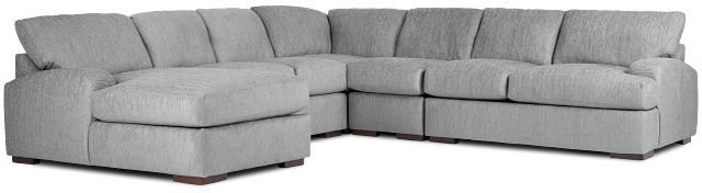 Alpha Light Gray Fabric Large Left Chaise Sectional