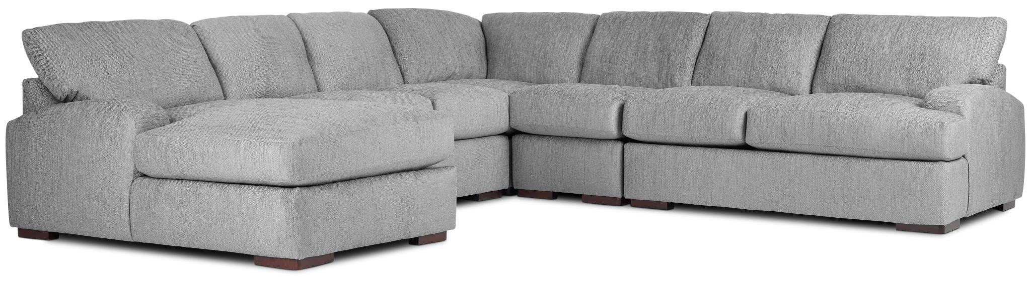 Alpha Light Gray Fabric Large Left Chaise Sectional