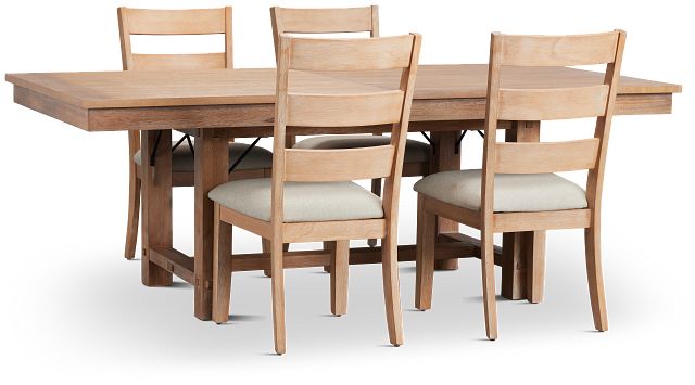 Park City Light Tone Rectangular Table & 4 Wood Chairs