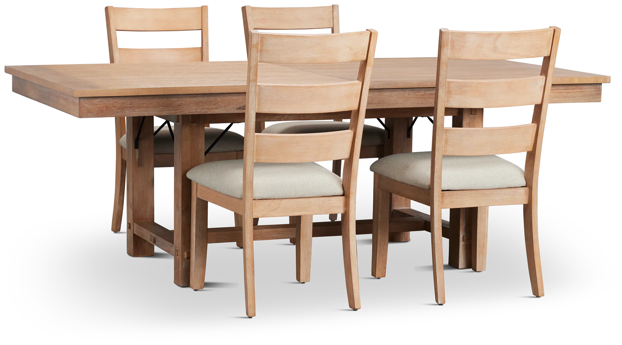 Park City Light Tone Rectangular Table & 4 Wood Chairs