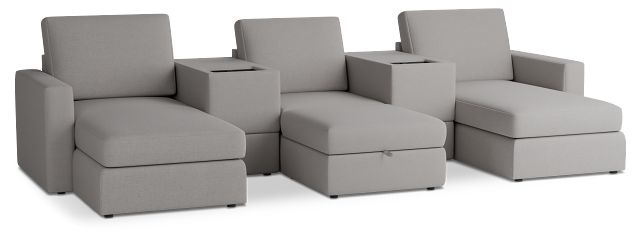 Citymod Light Gray Fabric 6-piece Home Theater With Media Consoles