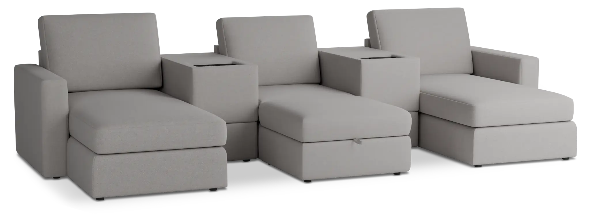 Citymod Light Gray Fabric 6-piece Home Theater With Media Consoles Citymod Light Gray Fabric 6-piece Home Theater With Media Consoles