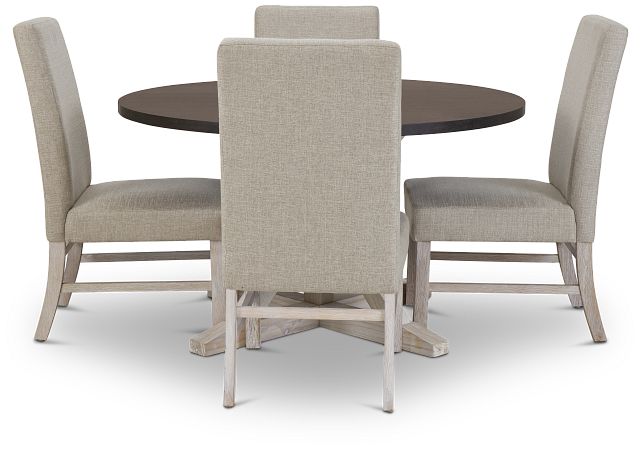 Jefferson Two-tone Round Table & 4 Upholstered Chairs (4)