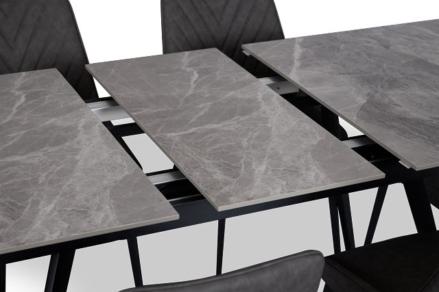 Maricopa Gray Extension Table With 6 Upholstered Side Chairs