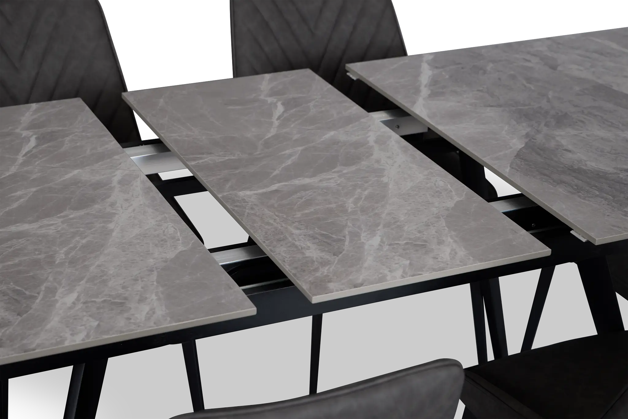 Maricopa Gray Extension Table With 6 Upholstered Side Chairs Maricopa Gray Extension Table With 6 Upholstered Side Chairs