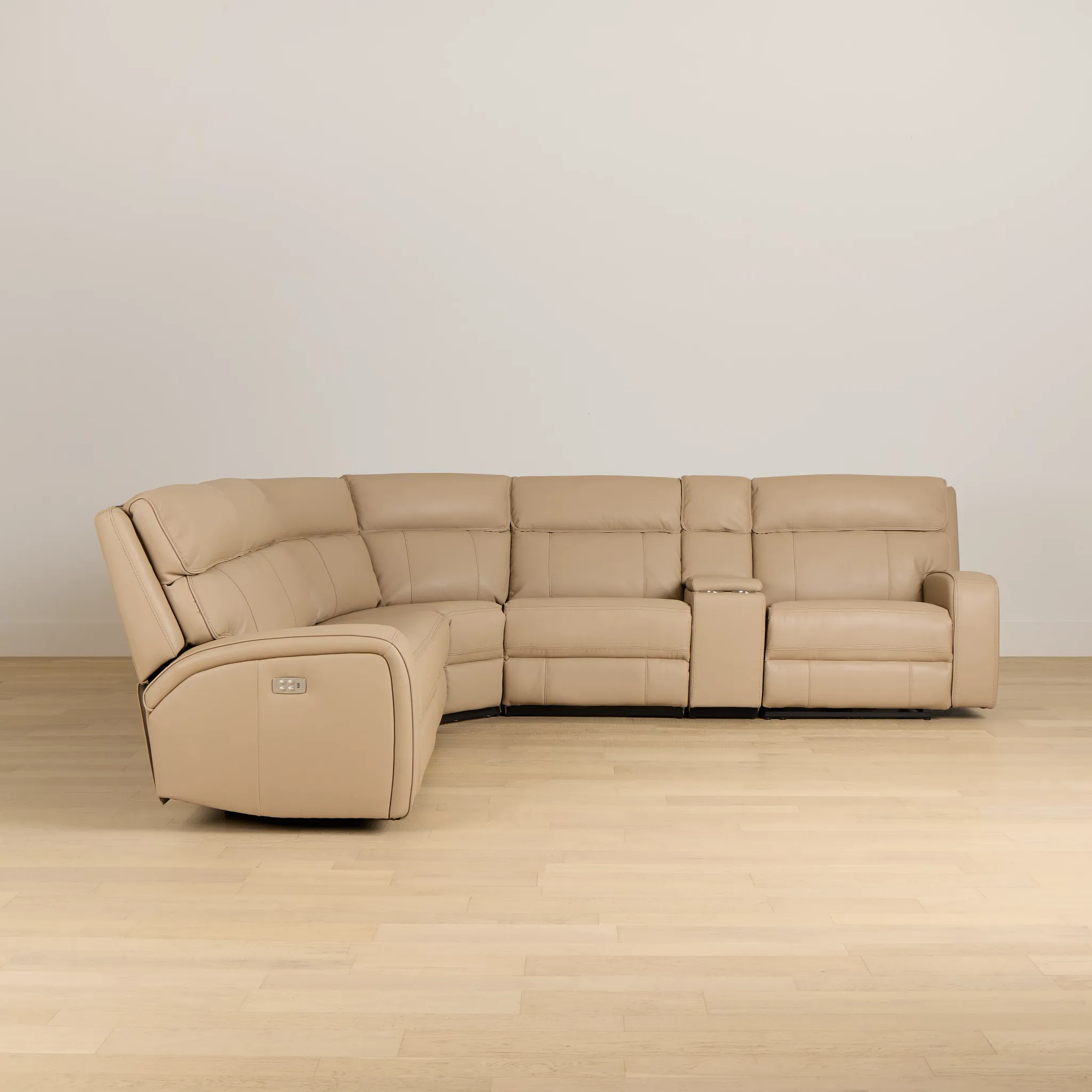 Rhett Taupe Micro Small Two-arm Power Reclining Sectional