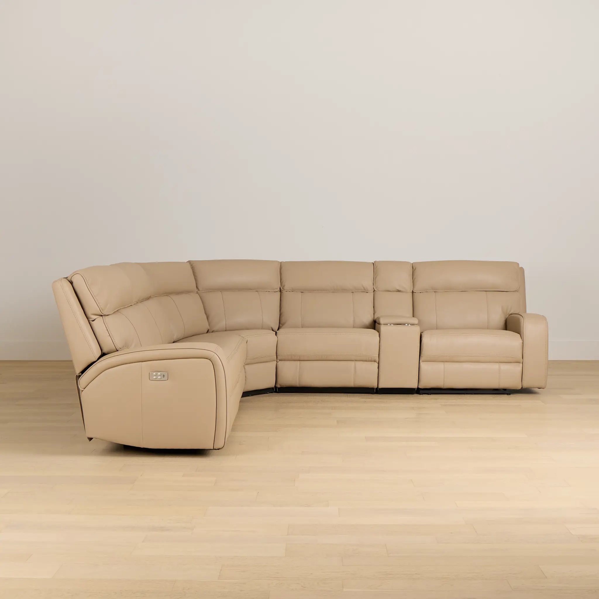 Rhett Taupe Micro Small Two-arm Power Reclining Sectional Rhett Taupe Micro Small Two-arm Power Reclining Sectional