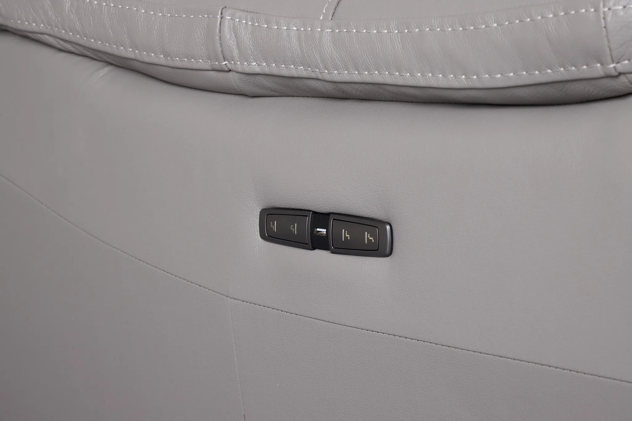 Marion Gray Lthr/vinyl Large Dual Power Reclining Two-arm Sectional