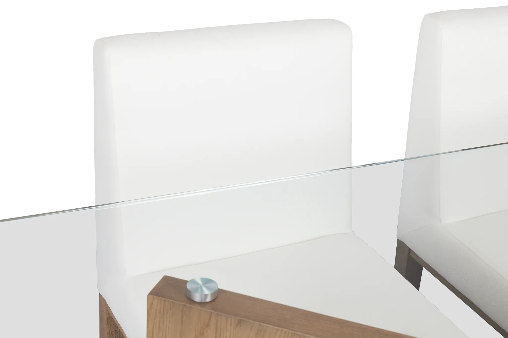 Haven Glass 80" Rectangular Table & 4 Upholstered Chairs