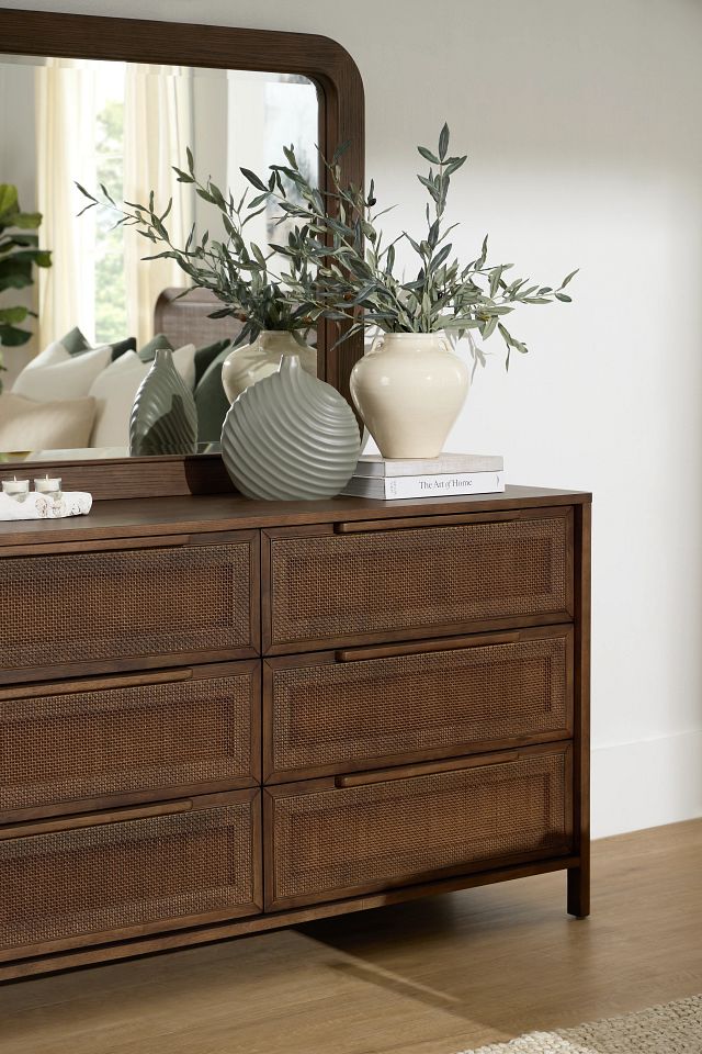 Pacific Mid Tone 6-drawer Dresser & Mirror