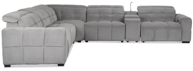 Gemma Light Gray Velvet Medium Triple Power Right Chaise Sectional