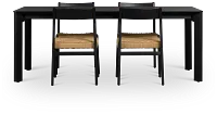 Santorini Black Rect Table & 4 Woven Chairs