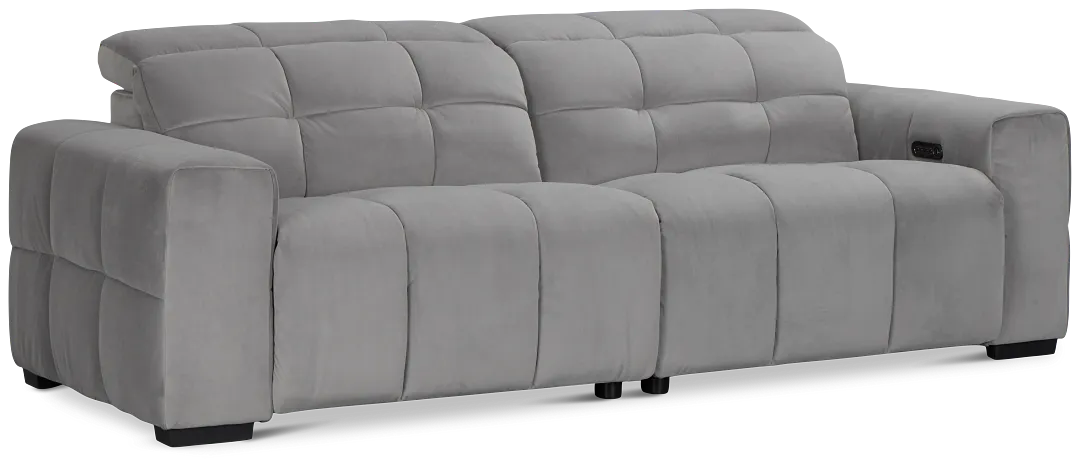 Gemma Light Gray Velvet Power Reclining Sofa