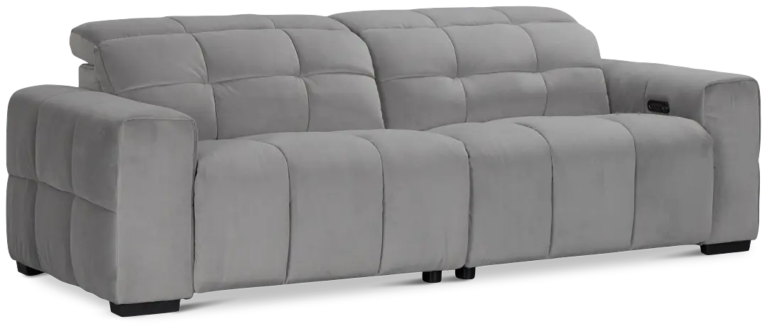 Gemma Light Gray Velvet Power Reclining Sofa Gemma Light Gray Velvet Power Reclining Sofa