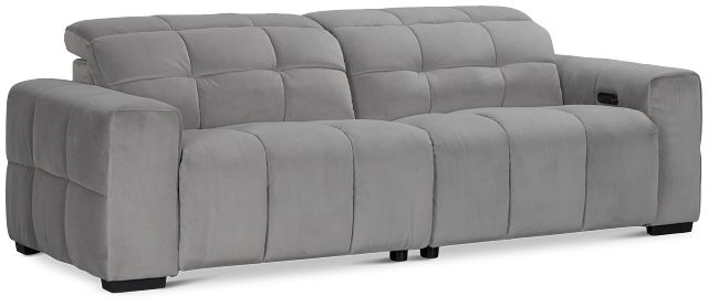 Gemma Light Gray Velvet Power Reclining Sofa