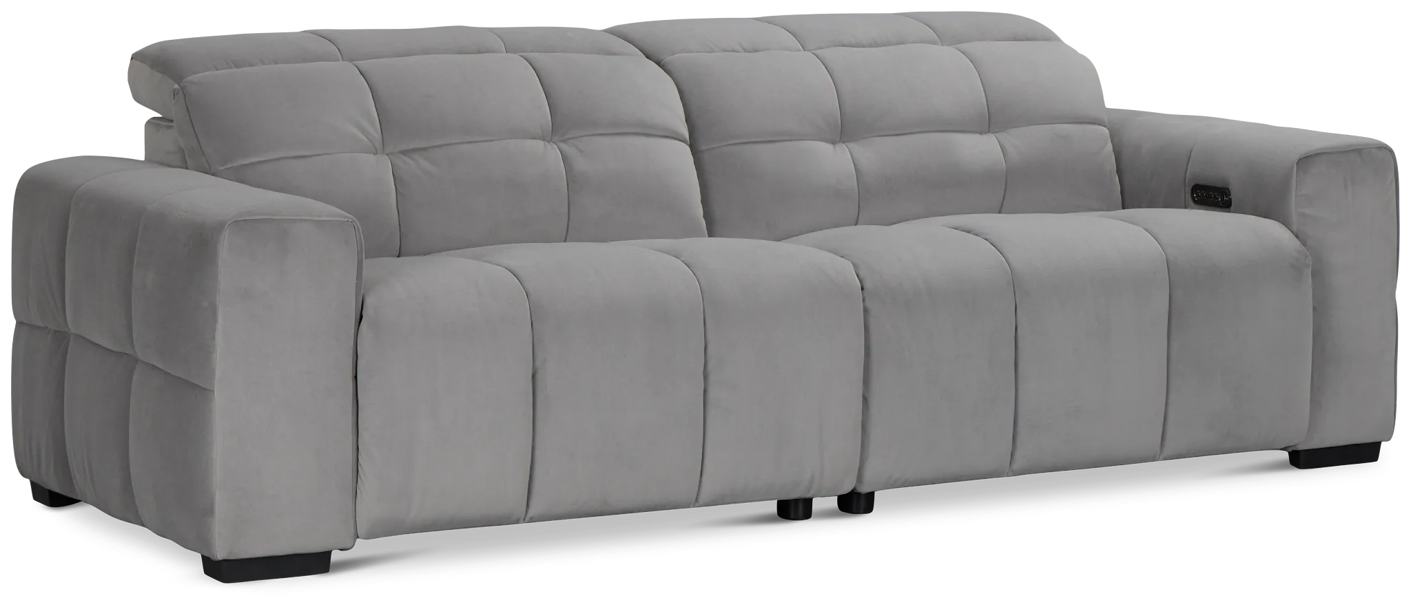 Gemma Light Gray Velvet Power Reclining Sofa