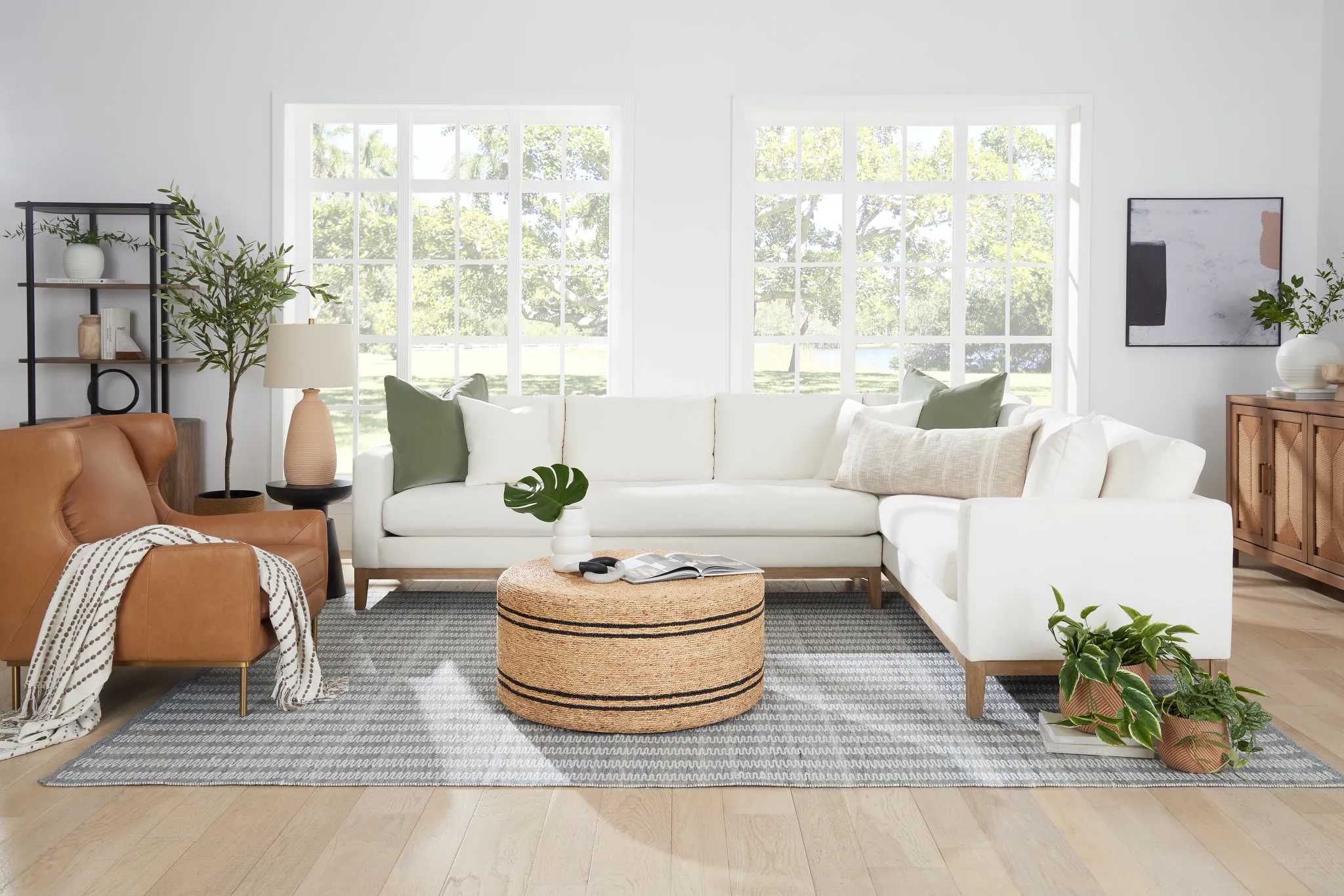 Cassian Brown Leather Accent Chair