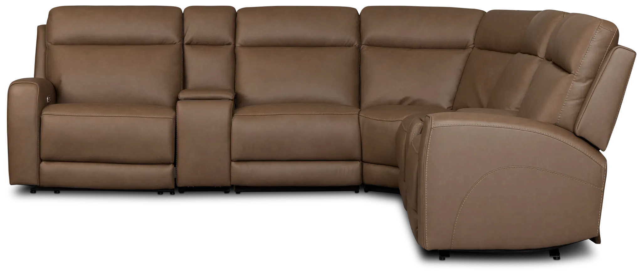 Flexsteel Belmont Dark Brown Lthr/vinyl Large Dual Power Reclining Two-arm Sectional