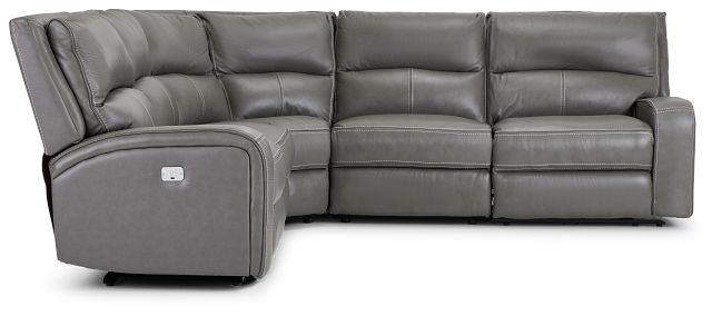 Asher Dark Gray Lthr/vinyl Small Two-arm Power Reclining Sectional (2)
