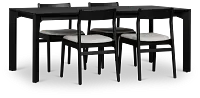Santorini Black Rect Table & 4 Upholstered Chairs