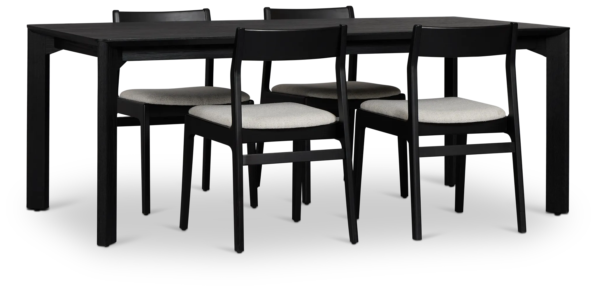 Santorini Black Rect Table & 4 Upholstered Chairs
