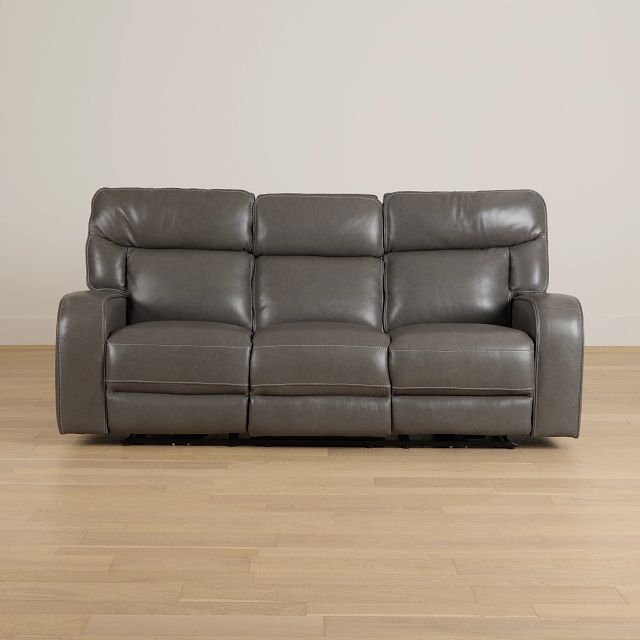 Jasper Gray Leather Power Reclining Sofa