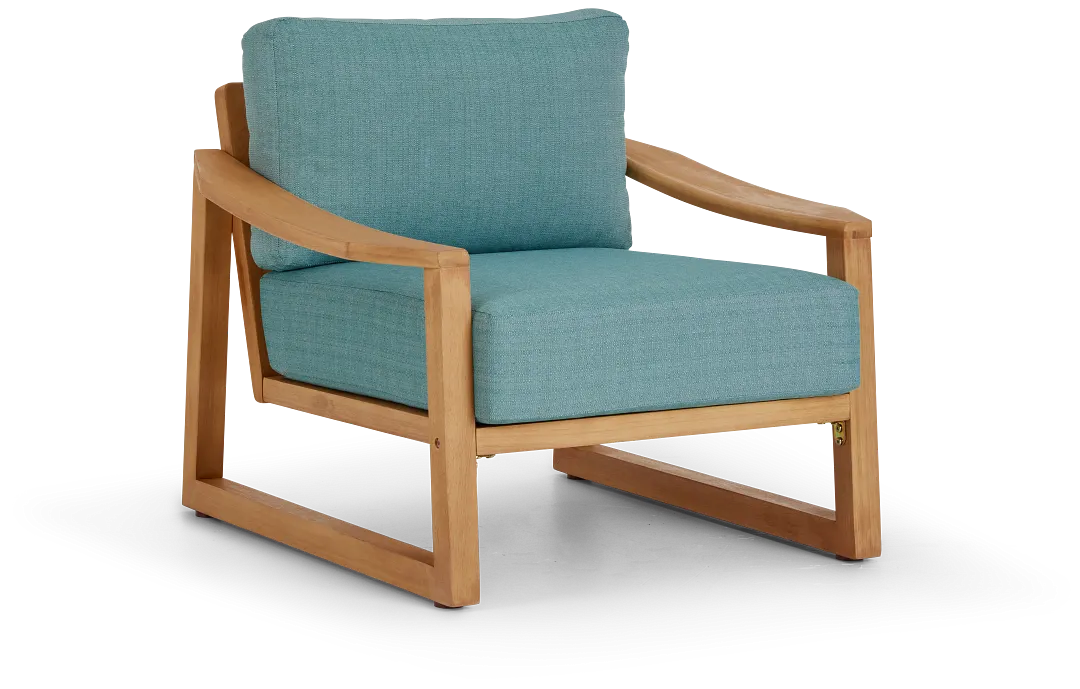 Tobago Light Tone Chair With Teal Cushion