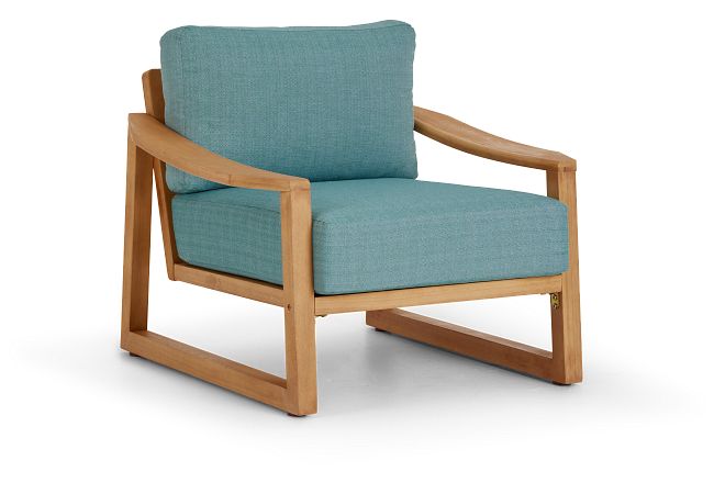 Tobago Light Tone Chair With Teal Cushion